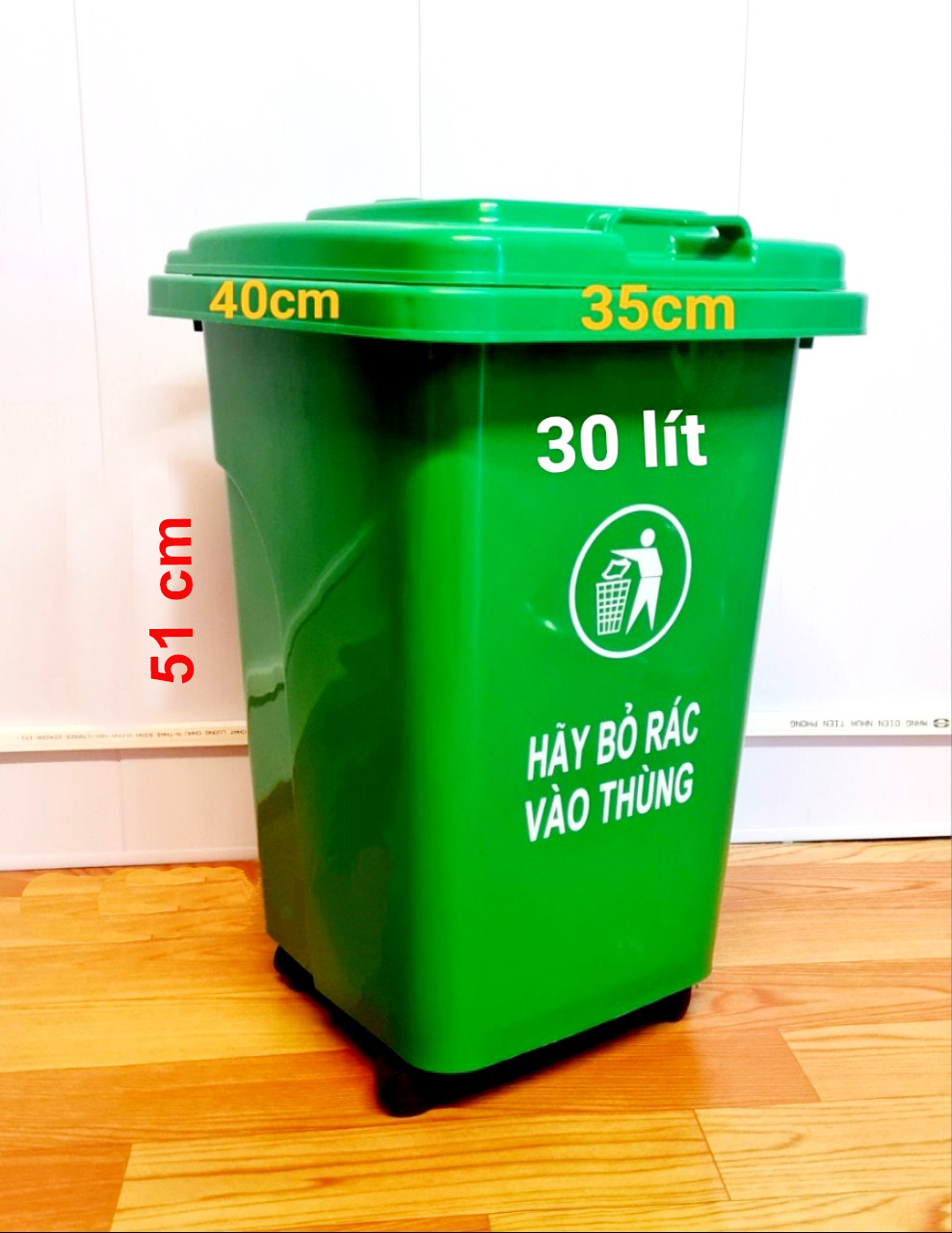 Thùng rác nhựa 30 lít INNOVA 4 bánh xe